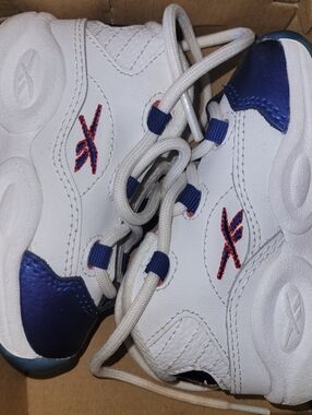 Reebok White and Blue Kids Sneakers